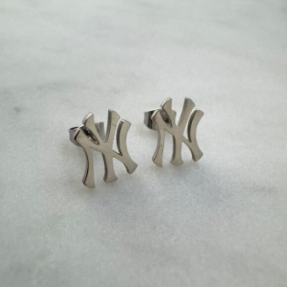 MLB Jewelry - New York Yankees Earrings - Silver Studs - Baseball Earrings - Christmas Gifts